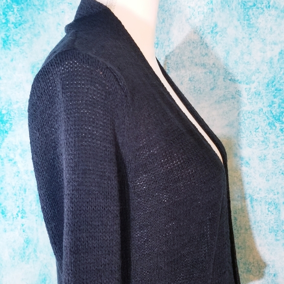 LOFT Black Knit Open Drape Cardigan Sweater - Picture 11 of 14